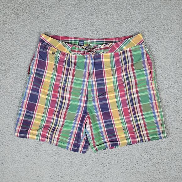 Polo Ralph Lauren Board Shorts 36 Plaid Colorful Swim Trunks Beach Vacation Pool